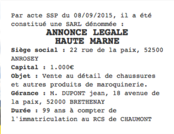 annonce legale haute marne